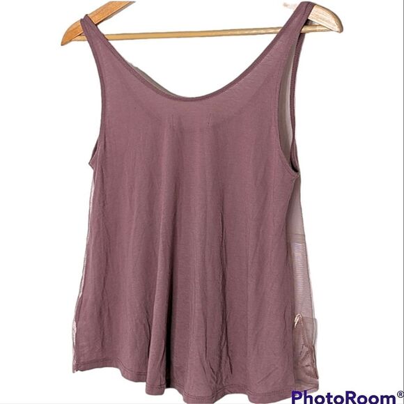 Dusty Rose Mauve Crop Tank Top Mesh Front size S - Picture 3 of 9